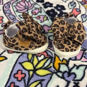 Leopard Print Baby Shoes with Bow